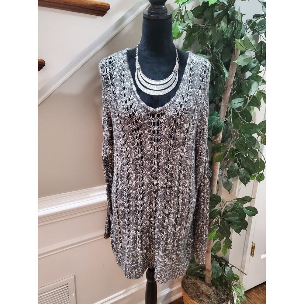 Cato Women Gray 100% Acrylic Scoop Neck Long Sleeve Pullover Knit Sweater 22/24W